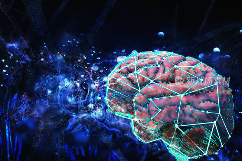 网络大脑 人工智能 呈现人脑的插图